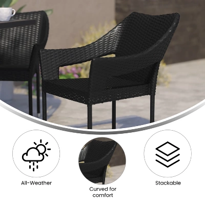 Flash Furniture Ethan Set Of 2 Commercial Grade Stacking Patio Chairs, All Weather PE Rattan Wicker Patio Dining Chairs 5 Flash Furniture Ethan Set Of 2 Commercial Grade Stacking Patio Chairs, All Weather PE Rattan Wicker Patio Dining Chairs - Image 5