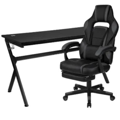 Flash Furniture Gaming Desk With Cup Holder/Headphone Hook/Removable Mousepad Top & Reclining Back/Arms Gaming Chair With Footrest -Furniture GUEST 336d5609 a20c 467d bf57 81784f3662fc