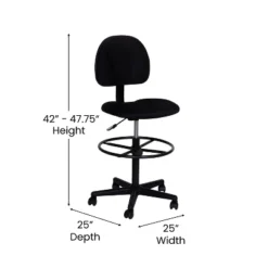 Flash Furniture Black Fabric Drafting Chair (Cylinders: 22.5''-27''H Or 26''-30.5''H) 11 Flash Furniture Black Fabric Drafting Chair (Cylinders: 22.5''-27''H Or 26''-30.5''H) -Furniture GUEST 3392c26a 8f64 42a5 aae9 2f85dcc29647