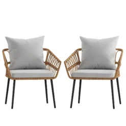 Flash Furniture Evin Set Of 2 Boho Indoor/Outdoor Rope Rattan Wicker Patio Chairs With All-Weather Cushions 21 Flash Furniture Evin Set Of 2 Boho Indoor/Outdoor Rope Rattan Wicker Patio Chairs With All-Weather Cushions -Furniture GUEST 33a4c094 dfa2 4de7 bfe5 8172d4929af2