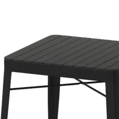 Flash Furniture Helvey 31.5" Square Commercial Grade Indoor/Outdoor Black Steel Patio Dining Table For 4 With Black Poly Resin Slatted Top -Furniture GUEST 33a81c8e 801b 456e 8c6d 7364fa7781c1