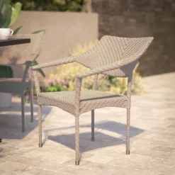 Flash Furniture Jace Commercial Grade Stacking Patio Chair, All Weather PE Rattan Wicker Patio Dining Chair -Furniture GUEST 34b19e85 ff90 4479 8027 56524d812e58