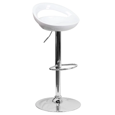 Flash Furniture Contemporary Plastic Adjustable Height Barstool With Rounded Cutout Back And Chrome Base 14 Flash Furniture Contemporary Plastic Adjustable Height Barstool With Rounded Cutout Back And Chrome Base - Image 14