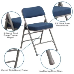 Flash Furniture 2 Pack HERCULES Series Premium Curved Triple Braced & Hinged Fabric Upholstered Metal Folding Chair 22 Flash Furniture 2 Pack HERCULES Series Premium Curved Triple Braced & Hinged Fabric Upholstered Metal Folding Chair -Furniture GUEST 35f4d901 487e 42a4 9097 e715658f0b66