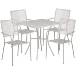 Flash Furniture Oia Commercial Grade 28" Square Indoor-Outdoor Steel Patio Table Set With 4 Square Back Chairs -Furniture GUEST 35f538b4 3dd1 4043 8c3c 2aeed88e0986