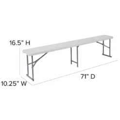 Flash Furniture 10.25''W X 71''L Bi-Fold Granite White Plastic Bench With Carrying Handle -Furniture GUEST 360f38ef cb52 45bf bbe6 4885bb81d760