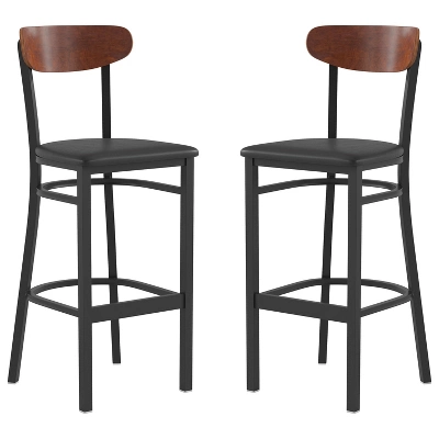 Flash Furniture Wright Set Of 2 Commercial Grade Barstools With 500 LB. Capacity Steel Frame, Solid Wood Seat, And Boomerang Back 16 Flash Furniture Wright Set Of 2 Commercial Grade Barstools With 500 LB. Capacity Steel Frame, Solid Wood Seat, And Boomerang Back - Image 16