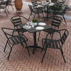 Flash Furniture Lila 27.5'' Square Aluminum Indoor-Outdoor Table Set With 4 Slat Back Chairs 16 Flash Furniture Lila 27.5'' Square Aluminum Indoor-Outdoor Table Set With 4 Slat Back Chairs -Furniture GUEST 36ac4170 7210 4312 82c7 f23ee224f875