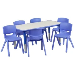 Flash Furniture 23.625"W X 47.25"L Rectangular Plastic Height Adjustable Activity Table Set With 6 Chairs 26 Flash Furniture 23.625"W X 47.25"L Rectangular Plastic Height Adjustable Activity Table Set With 6 Chairs -Furniture GUEST 36dddfc5 83fc 49ff a5f5 3bd9cf55b030