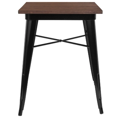 Flash Furniture 23.5" Square Metal Indoor Table With Rustic Wood Top 4 Flash Furniture 23.5" Square Metal Indoor Table With Rustic Wood Top - Image 4