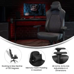 Flash Furniture Falco Ergonomic High Back Adjustable Gaming Chair With 4D Armrests, Headrest Pillow, And Adjustable Lumbar Support 27 Flash Furniture Falco Ergonomic High Back Adjustable Gaming Chair With 4D Armrests, Headrest Pillow, And Adjustable Lumbar Support -Furniture GUEST 373525bc f30e 42b0 a50c 0c5b3b57700f