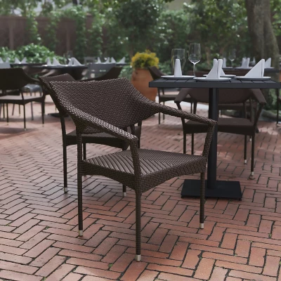 Flash Furniture Jace Set Of 4 Commercial Grade Stacking Patio Chairs, All Weather PE Rattan Wicker Patio Dining Chairs 3 Flash Furniture Jace Set Of 4 Commercial Grade Stacking Patio Chairs, All Weather PE Rattan Wicker Patio Dining Chairs - Image 3