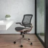 Flash Furniture Mid-Back Transparent Mesh Executive Swivel Office Chair With Flip-Up Arms