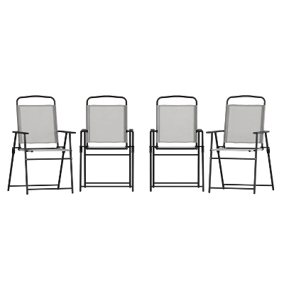 Flash Furniture Set Of 4 Mystic Folding Patio Sling Chairs, Outdoor Textilene Lawn Chairs With Armrests 4 Flash Furniture Set Of 4 Mystic Folding Patio Sling Chairs, Outdoor Textilene Lawn Chairs With Armrests - Image 4