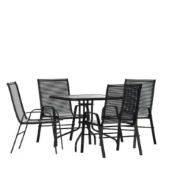 Flash Furniture 5 Piece Outdoor Patio Dining Set - Tempered Glass Patio Table, 4 Flex Comfort Stack Chairs 23 Flash Furniture 5 Piece Outdoor Patio Dining Set - Tempered Glass Patio Table, 4 Flex Comfort Stack Chairs -Furniture GUEST 385ea205 47e0 48a8 85d6 a0f2eb86276e