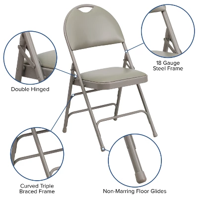 Flash Furniture 4 Pack HERCULES Series Extra Large Ultra-Premium Triple Braced Metal Folding Chair With Easy-Carry Handle 12 Flash Furniture 4 Pack HERCULES Series Extra Large Ultra-Premium Triple Braced Metal Folding Chair With Easy-Carry Handle - Image 12