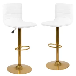 Flash Furniture Modern Vinyl Adjustable Height Barstool With Horizontal Stitch Back, Set Of 2 -Furniture GUEST 38fa3767 9cf2 4b31 ba28 da8bc84e2b21