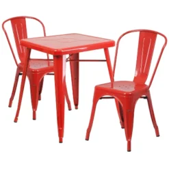 Flash Furniture Commercial Grade 23.75" Square Metal Indoor-Outdoor Table Set With 2 Stack Chairs 23 Flash Furniture Commercial Grade 23.75" Square Metal Indoor-Outdoor Table Set With 2 Stack Chairs -Furniture GUEST 395d6428 9e74 4727 929c 4f89a75bf6e1