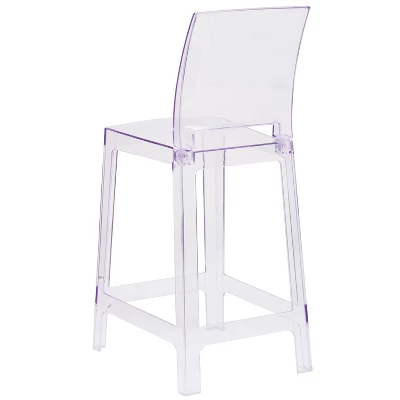 Flash Furniture Ghost Counter Stool With Square Back In Transparent Crystal 6 Flash Furniture Ghost Counter Stool With Square Back In Transparent Crystal - Image 6