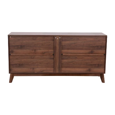 Flash Furniture 60" Buffet Cabinet With 4 Soft Close Doors And Adjustable Shelves - Dark Walnut 8 Flash Furniture 60" Buffet Cabinet With 4 Soft Close Doors And Adjustable Shelves - Dark Walnut - Image 8