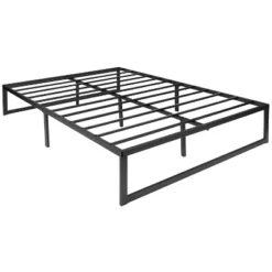 Flash Furniture 14 Inch Metal Platform Bed Frame With 10 Inch Pocket Spring Mattress In A Box (No Box Spring Required)
