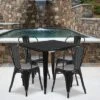Flash Furniture Commercial Grade 31.5" Square Metal Indoor-Outdoor Table Set With 4 Stack Chairs