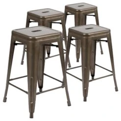 Flash Furniture 24" High Metal Counter-Height, Indoor Bar Stool - Stackable Set Of 4 -Furniture GUEST 3adc90dd fed6 4eb8 9377 de2a9a99ba69
