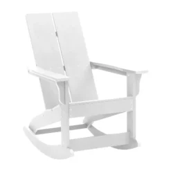 Flash Furniture Finn Modern Commercial Grade All-Weather 2-Slat Poly Resin Wood Rocking Adirondack Chair With Rust Resistant Stainless Steel Hardware -Furniture GUEST 3b093ad4 09c8 4102 88bf 46b985d5957f