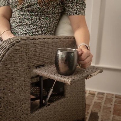 Flash Furniture Nemo Set Of 2 Indoor/Outdoor Patio Wicker Rattan Recliner Lounge Chairs With Flip Up Side Tables 7 Flash Furniture Nemo Set Of 2 Indoor/Outdoor Patio Wicker Rattan Recliner Lounge Chairs With Flip Up Side Tables - Image 7