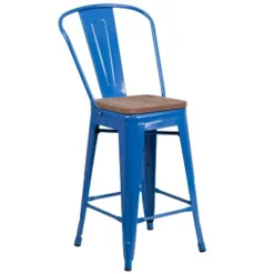 Flash Furniture 24" High Metal Counter Height Stool With Back And Wood Seat -Furniture GUEST 3bf58ecf 9d15 40bb be26 a24b10f2cec4