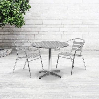 Flash Furniture Mellie 31.5'' Round Aluminum Indoor-Outdoor Table With Base 1 Flash Furniture Mellie 31.5'' Round Aluminum Indoor-Outdoor Table With Base