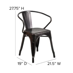 Flash Furniture Commercial Grade Metal Indoor-Outdoor Chair With Arms -Furniture GUEST 3c52e949 077d 4131 9511 2eb4c9244779