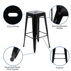 Flash Furniture 30" High Metal Indoor Bar Stool - Stackable Set Of 4 -Furniture GUEST 3cb8cbbc ea79 4d59 bc6c 88c52fba09ec