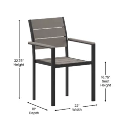 Flash Furniture Finch Commercial Grade Patio Chair With Arms, Stackable Side Chair With Faux Teak Poly Slats And Metal Frame -Furniture GUEST 3d0cc55b a749 491d b4cc 12caec22e369
