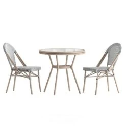 Flash Furniture Marseille Indoor/Outdoor Commercial Bistro 31.5" Table, Textilene, Glass Top With 2 Stack Chairs 20 Flash Furniture Marseille Indoor/Outdoor Commercial Bistro 31.5" Table, Textilene, Glass Top With 2 Stack Chairs -Furniture GUEST 3e7fba71 94a4 423e 8aa1 b7c01298fb4e