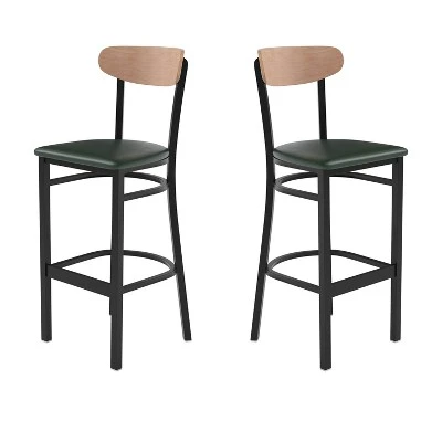 Flash Furniture Wright Set Of 2 Commercial Grade Barstools With 500 LB. Capacity Steel Frame, Solid Wood Seat, And Boomerang Back 11 Flash Furniture Wright Set Of 2 Commercial Grade Barstools With 500 LB. Capacity Steel Frame, Solid Wood Seat, And Boomerang Back - Image 11
