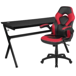 Flash Furniture Gaming Desk And Racing Chair Set With Cup Holder, Headphone Hook And Removable Mouse Pad Top - 2 Wire Management Holes 27 Flash Furniture Gaming Desk And Racing Chair Set With Cup Holder, Headphone Hook And Removable Mouse Pad Top - 2 Wire Management Holes -Furniture GUEST 3f352294 6895 4e31 b2e0 61ec94b05d8d