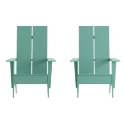 Flash Furniture Set Of 2 Sawyer Modern All-Weather Poly Resin Wood Adirondack Chairs -Furniture GUEST 3f783d51 2ce9 4453 8a06 512d7ea56840