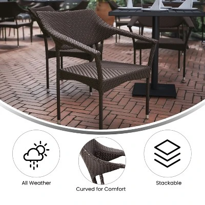 Flash Furniture Jace Set Of 4 Commercial Grade Stacking Patio Chairs, All Weather PE Rattan Wicker Patio Dining Chairs 5 Flash Furniture Jace Set Of 4 Commercial Grade Stacking Patio Chairs, All Weather PE Rattan Wicker Patio Dining Chairs - Image 5