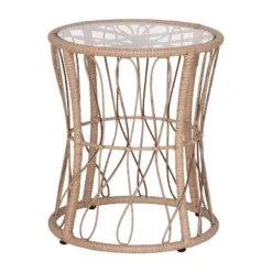 Flash Furniture Devon 3-Piece Indoor/Outdoor Bistro Set, Papasan Style Rattan Rope Chairs, Glass Top Side Table & Cushions -Furniture GUEST 408c62bb 4492 4b43 aa82 6cd08b0777ad