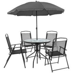 Flash Furniture Nantucket 6 Piece Patio Garden Set With Table, Umbrella And 4 Folding Chairs 30 Flash Furniture Nantucket 6 Piece Patio Garden Set With Table, Umbrella And 4 Folding Chairs -Furniture GUEST 408e8183 2190 487b 9007 784b0917d082