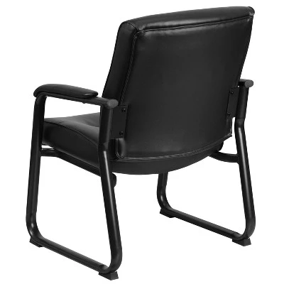 HERCULES Series 500 Lb. Capacity Big & Tall Black Leather Executive Side Chair With Sled Base - Flash Furniture 2 HERCULES Series 500 Lb. Capacity Big & Tall Black Leather Executive Side Chair With Sled Base - Flash Furniture - Image 2