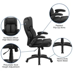 Flash Furniture Hansel Extreme Comfort High Back Black LeatherSoft Executive Swivel Ergonomic Office Chair With Flip-Up Arms 11 Flash Furniture Hansel Extreme Comfort High Back Black LeatherSoft Executive Swivel Ergonomic Office Chair With Flip-Up Arms -Furniture GUEST 40f58c70 809e 4eb0 85eb faeafd99e712