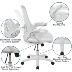 Flash Furniture Porter High Back White Mesh Ergonomic Swivel Office Chair With White Frame And Flip-up Arms 14 Flash Furniture Porter High Back White Mesh Ergonomic Swivel Office Chair With White Frame And Flip-up Arms -Furniture GUEST 4150c8fb 9b0a 4415 830d 1fd4b64f2f71