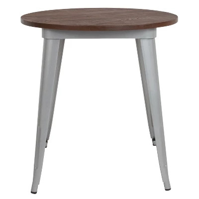 Flash Furniture 30" Round Metal Indoor Table With Rustic Wood Top 3 Flash Furniture 30" Round Metal Indoor Table With Rustic Wood Top - Image 3