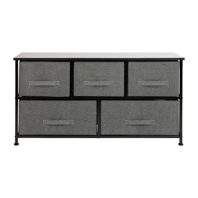 Flash Furniture 5 Drawer Wood Top Cast Iron Frame Storage Dresser With Easy Pull Fabric Drawers 8 Flash Furniture 5 Drawer Wood Top Cast Iron Frame Storage Dresser With Easy Pull Fabric Drawers - Image 8