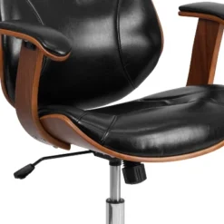 Flash Furniture Tansia Mid-Back Black LeatherSoft Executive Ergonomic Wood Swivel Office Chair With Arms -Furniture GUEST 426d4d5b 58cb 4f54 ac8c 73fd568338cc