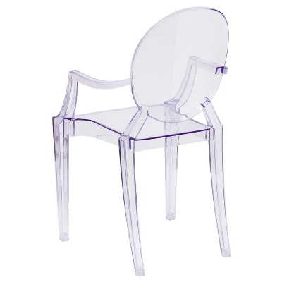 Flash Furniture Ghost Chair With Arms In Transparent Crystal 6 Flash Furniture Ghost Chair With Arms In Transparent Crystal - Image 6