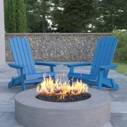 Flash Furniture Set Of 2 Charlestown All-Weather Poly Resin Folding Adirondack Chair