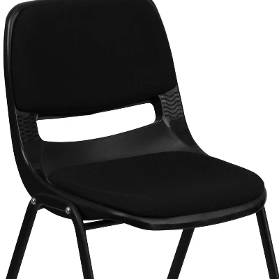 Flash Furniture HERCULES Series 880 Lb. Capacity Black Padded Ergonomic Shell Stack Chair With Black Frame 4 Flash Furniture HERCULES Series 880 Lb. Capacity Black Padded Ergonomic Shell Stack Chair With Black Frame - Image 4